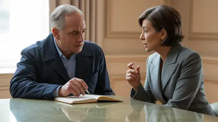 Businessman and woman negotiating